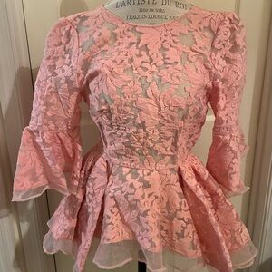 Chic Floral Lace Blouse in Pink